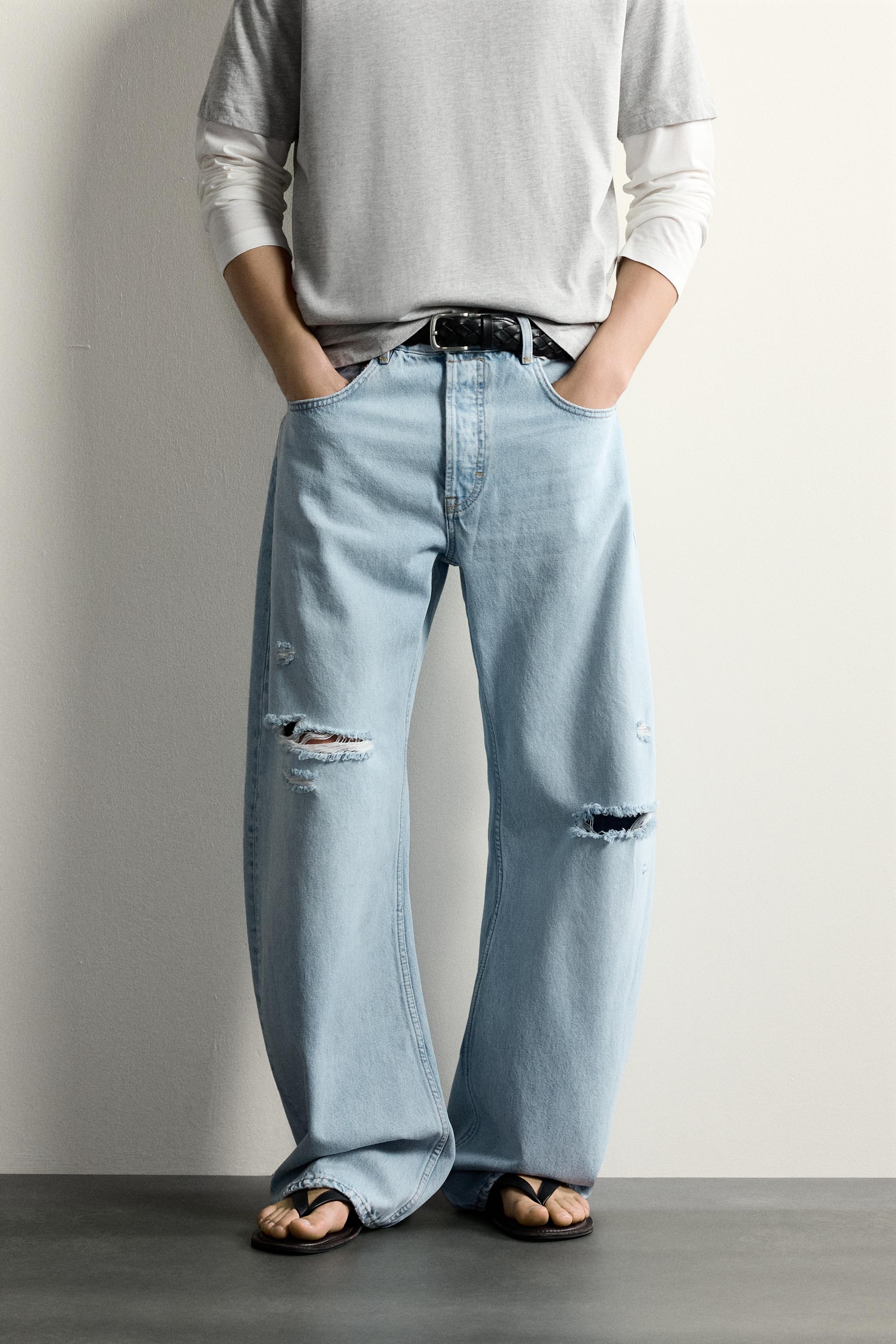 RIPPED BARREL FIT JEANS